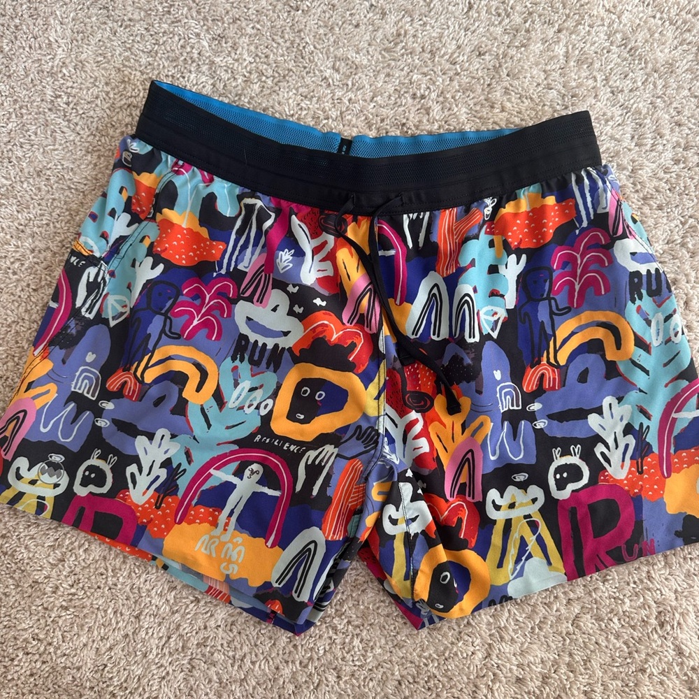 Janji Black Shorts with Bright Blue Waistband